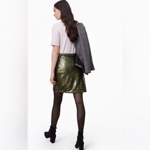 Loft Olive Green Sequin Skirt size 6